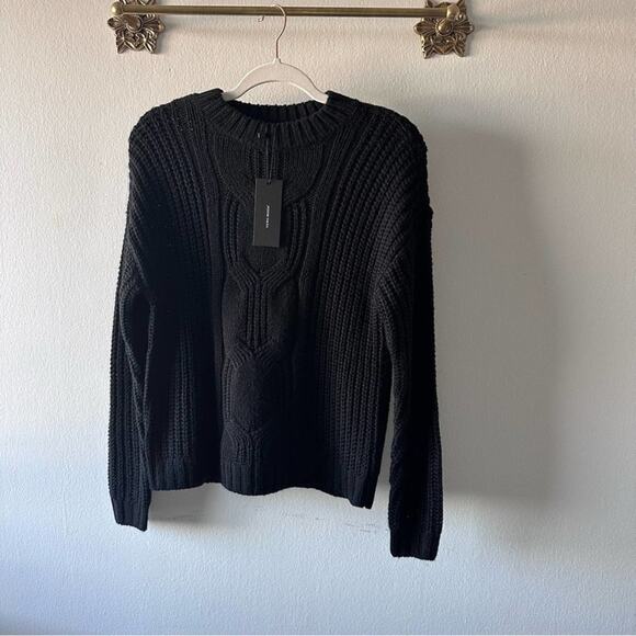 NWT VERO MODA Knit Crewneck Sweater In Black. Chunky, warm, winter, cozy lon… - Picture 5 of 14